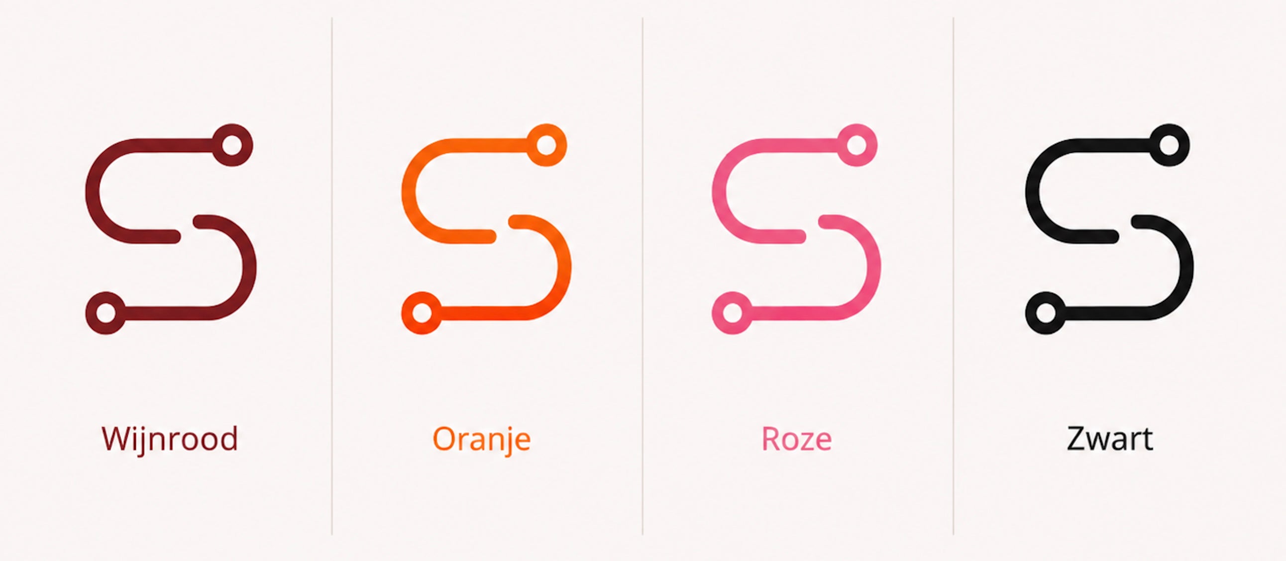 Routekleuren: Wijnrood, Oranje, Roze en Zwart
